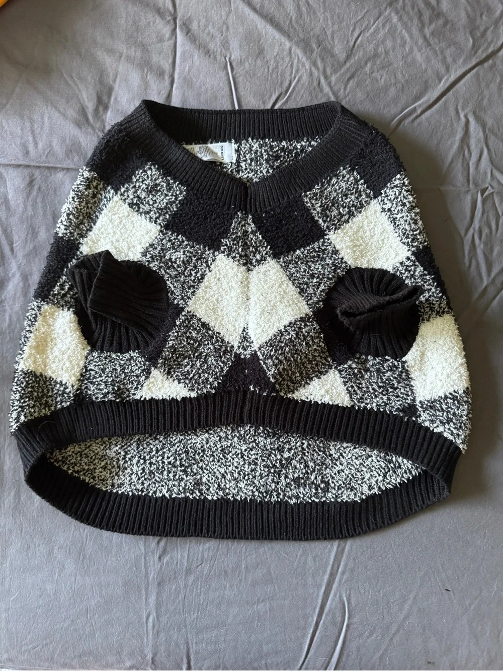 Old Navy Black & White Buffalo Plaid Dog Sweater